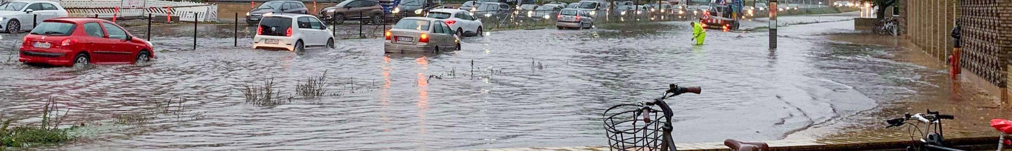 Oversvømmelse på Ringgaden i Aarhus. Foto: Aarhus Kommune.